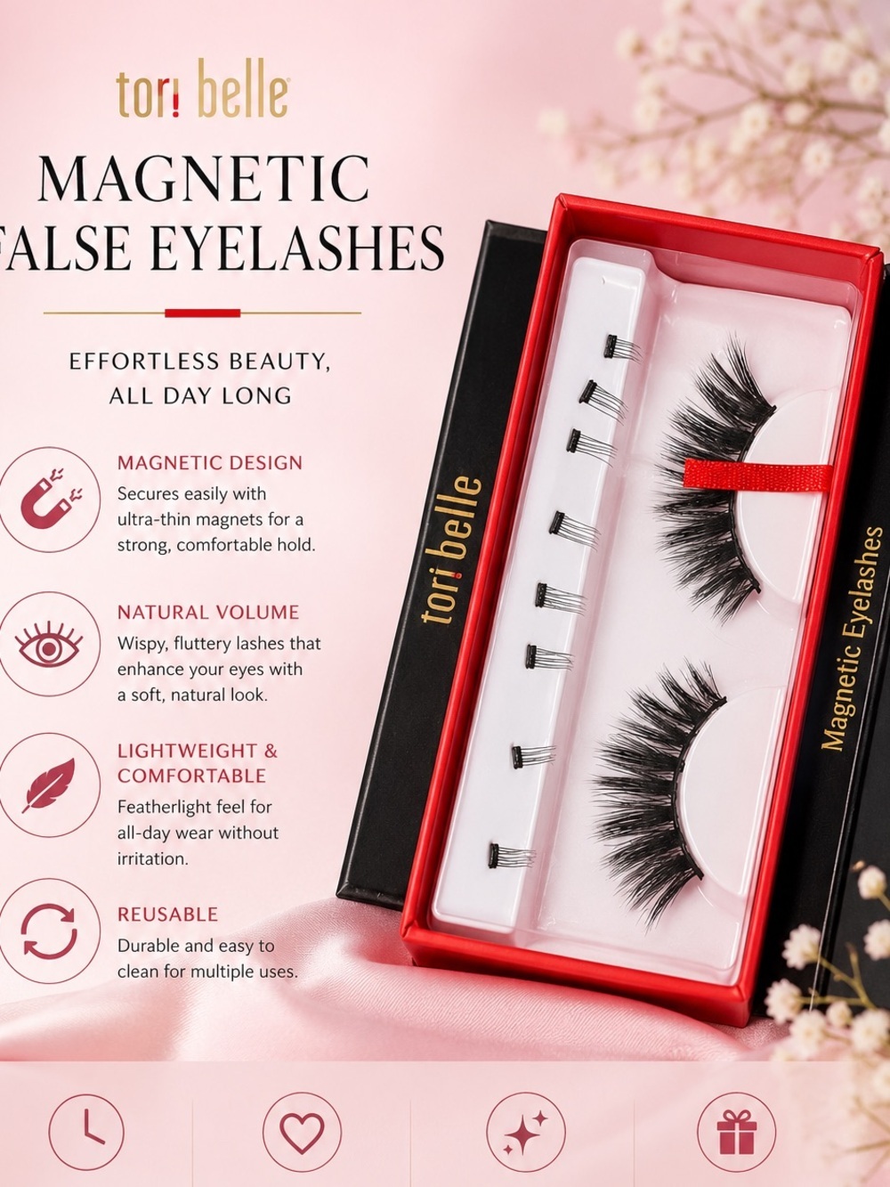TROI BELLE Magnetic False Eyelashes - Black